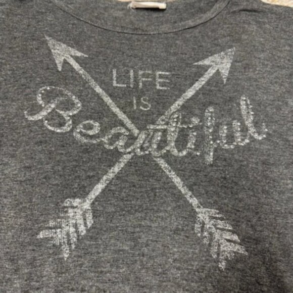 Y2K Moonchild Life is Beautiful Tee Shirt Size L Tassels Fringe Biker Goth - Picture 6 of 7